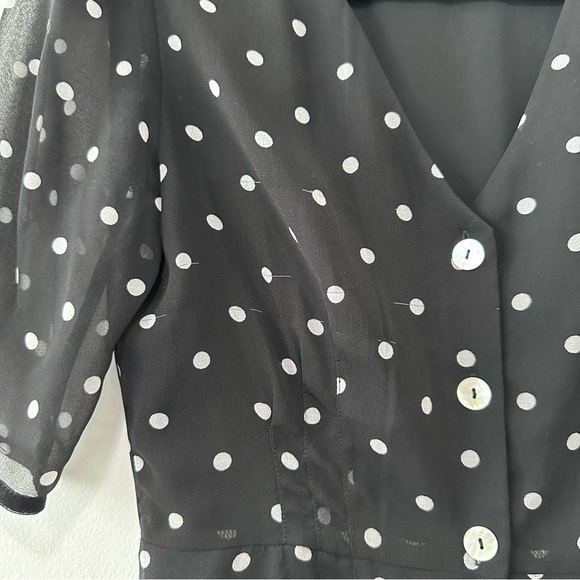 Aritzia Wilfred Button-Front Dress Black & White Polka Dot Sz 0 - Picture 8 of 16